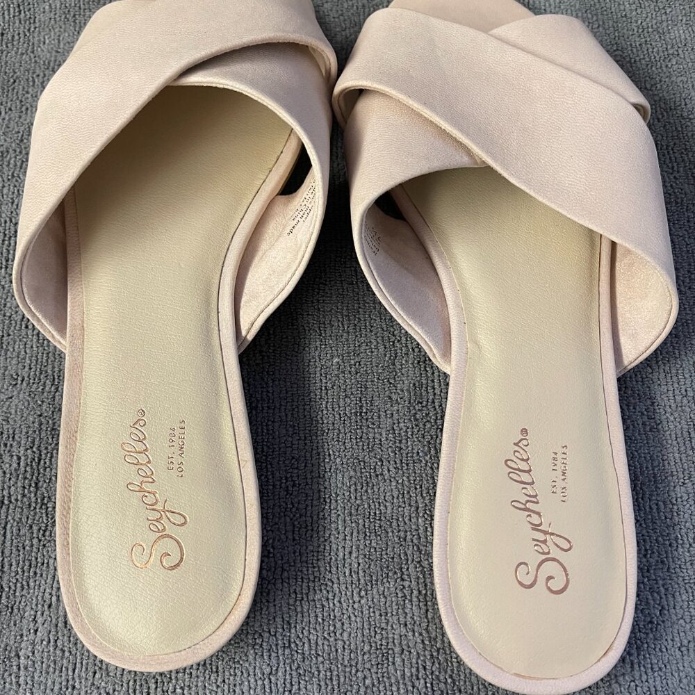 Seychelles Continental Nubuck Pink Leather Slide Flat Sandals 7.5 - New in Box! - Picture 2 of 8